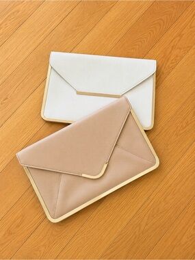 ASOS White and Beige Envelope Clutch Set